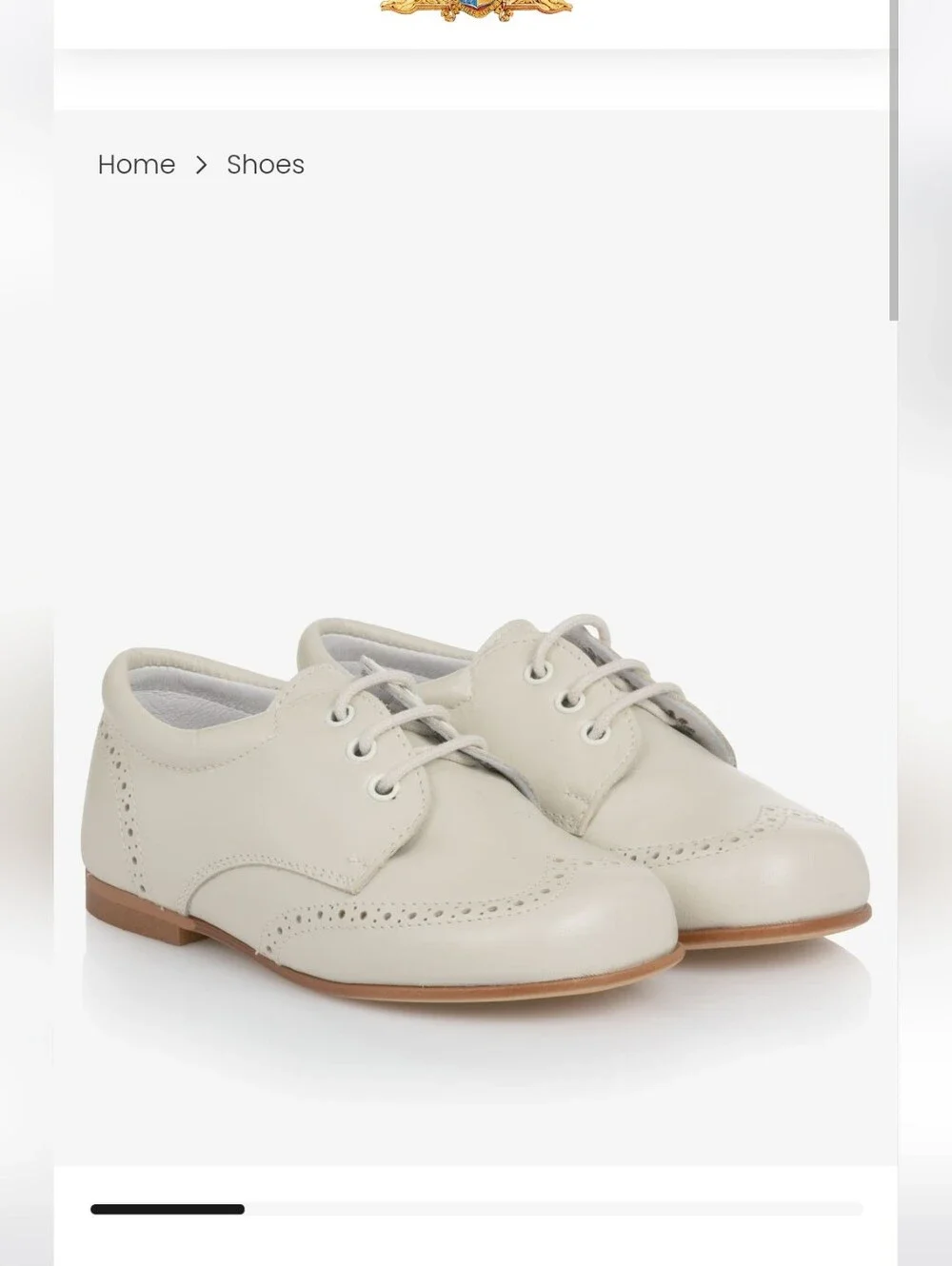 Childrens Classics Pale Beige Leather Brogue Shoes - SIZE 26/US 9-9.5
